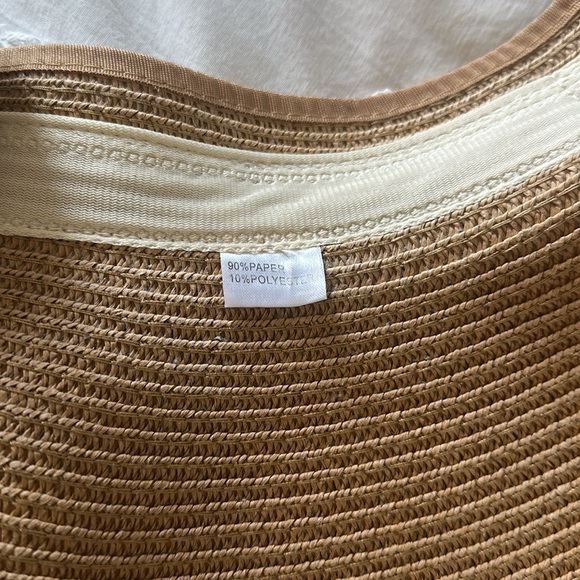 Women's Tan Woven Bow Sun Hat roll up 90% paper - Picture 8 of 8